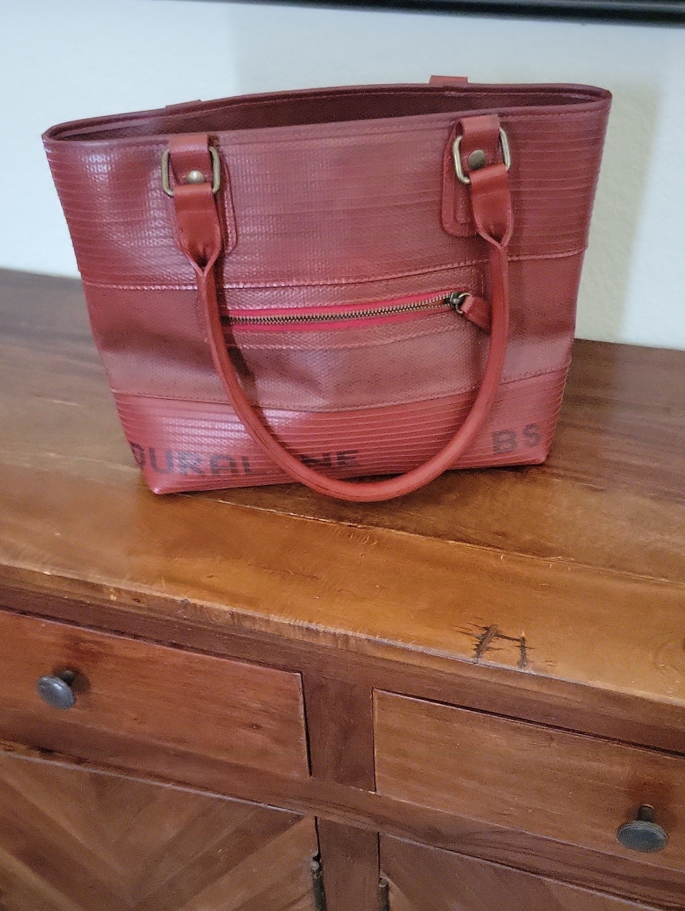 Elvis And Kresse Upcycled Red Fire Hose Tote Bag